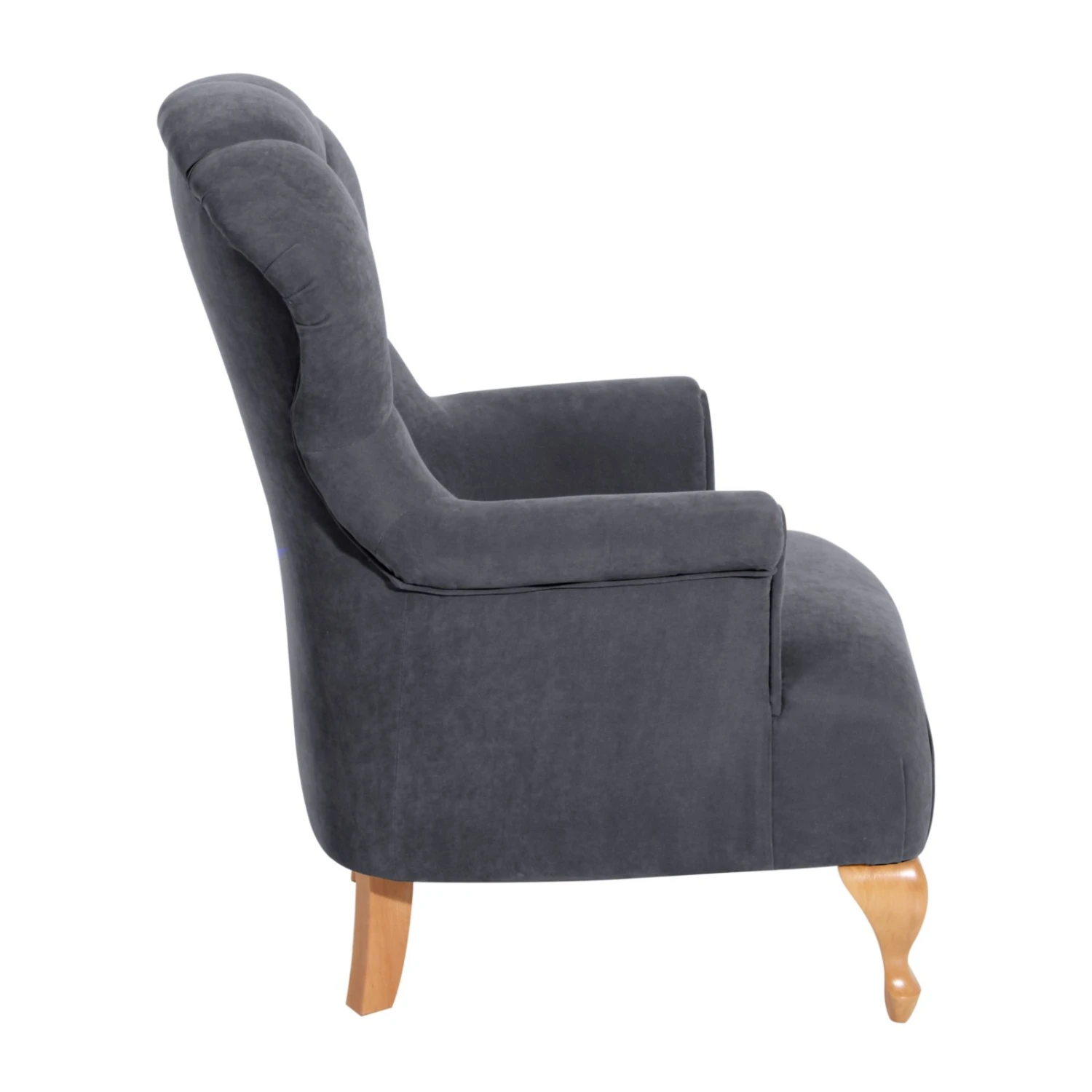 Max Winzer Sessel - anthrazit - Velours - Buche massiv 2 Max Winzer Sessel - anthrazit - Velours - Buche massiv – Bild 2