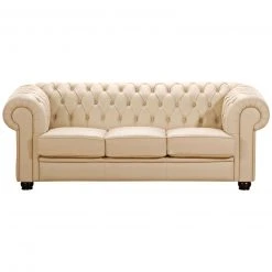 Max Winzer Sofa - 3-Sitzer - beige - Nappaleder - Massivholz