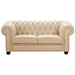 Max Winzer Sofa - 2-Sitzer - beige - Nappaleder - Massivholz