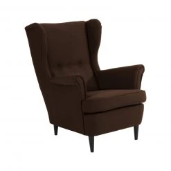 Max Winzer Ohrensessel - schoko - Flachgewebe - Massivholz