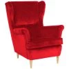 Max Winzer Ohrensessel - rot - Samtvelours - Massivholz