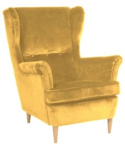 Max Winzer Ohrensessel - mais - Samtvelours - Massivholz