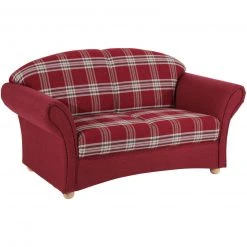 Max Winzer 2-Sitzer Sofa - rot kariert - Buche massiv