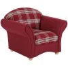 Max Winzer Sessel - rot kariert - Buche massiv