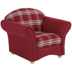 Max Winzer Sessel - rot kariert - Buche massiv
