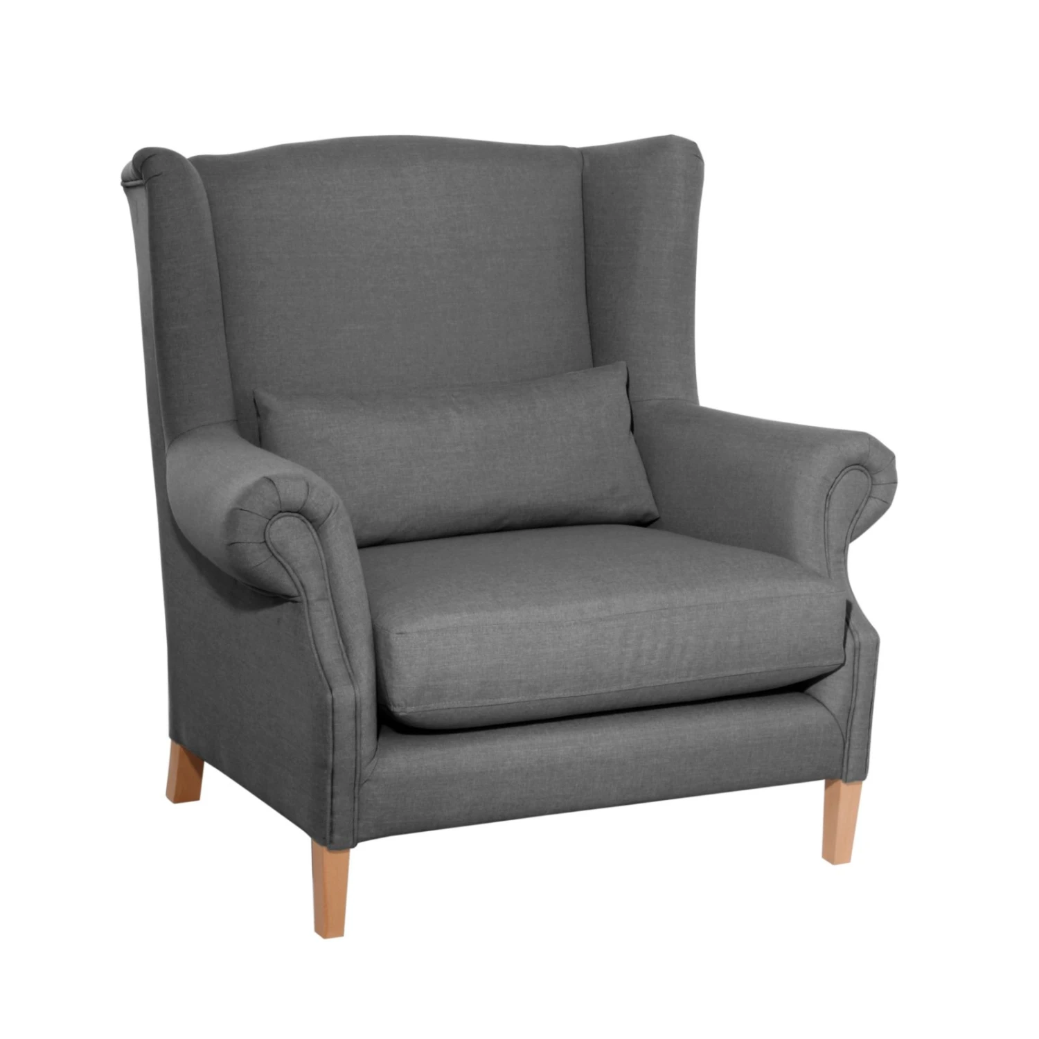 Max Winzer Ohrenbackensessel - anthrazit - Flachgewebe - Massivholz 1 Max Winzer Ohrenbackensessel - anthrazit - Flachgewebe - Massivholz