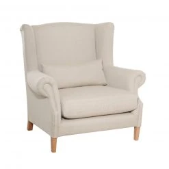 Max Winzer Ohrenbackensessel - creme - Flachgewebe - Massivholz