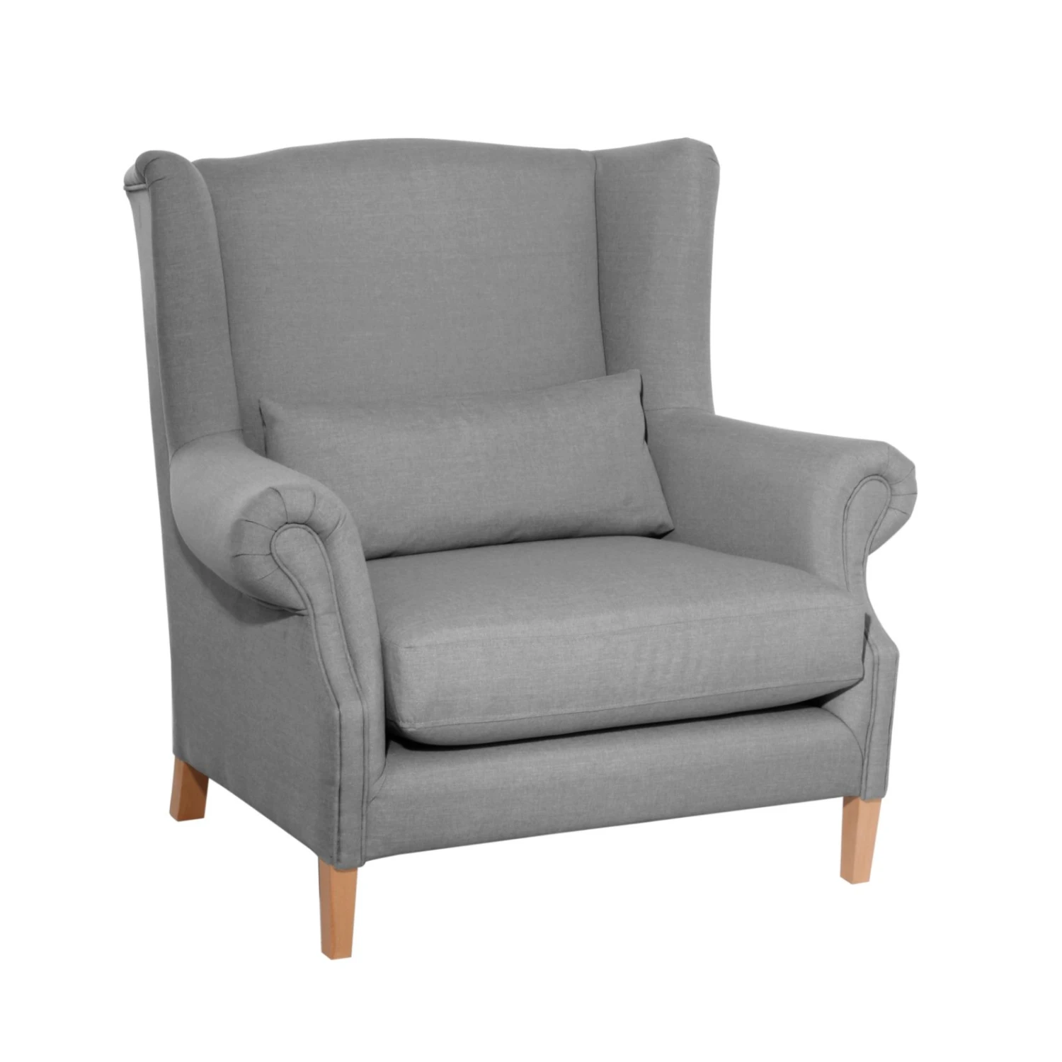 Max Winzer Ohrenbackensessel - grau - Flachgewebe - Massivholz 1 Max Winzer Ohrenbackensessel - grau - Flachgewebe - Massivholz