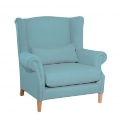 Max Winzer Ohrenbackensessel - aqua - Flachgewebe - Massivholz