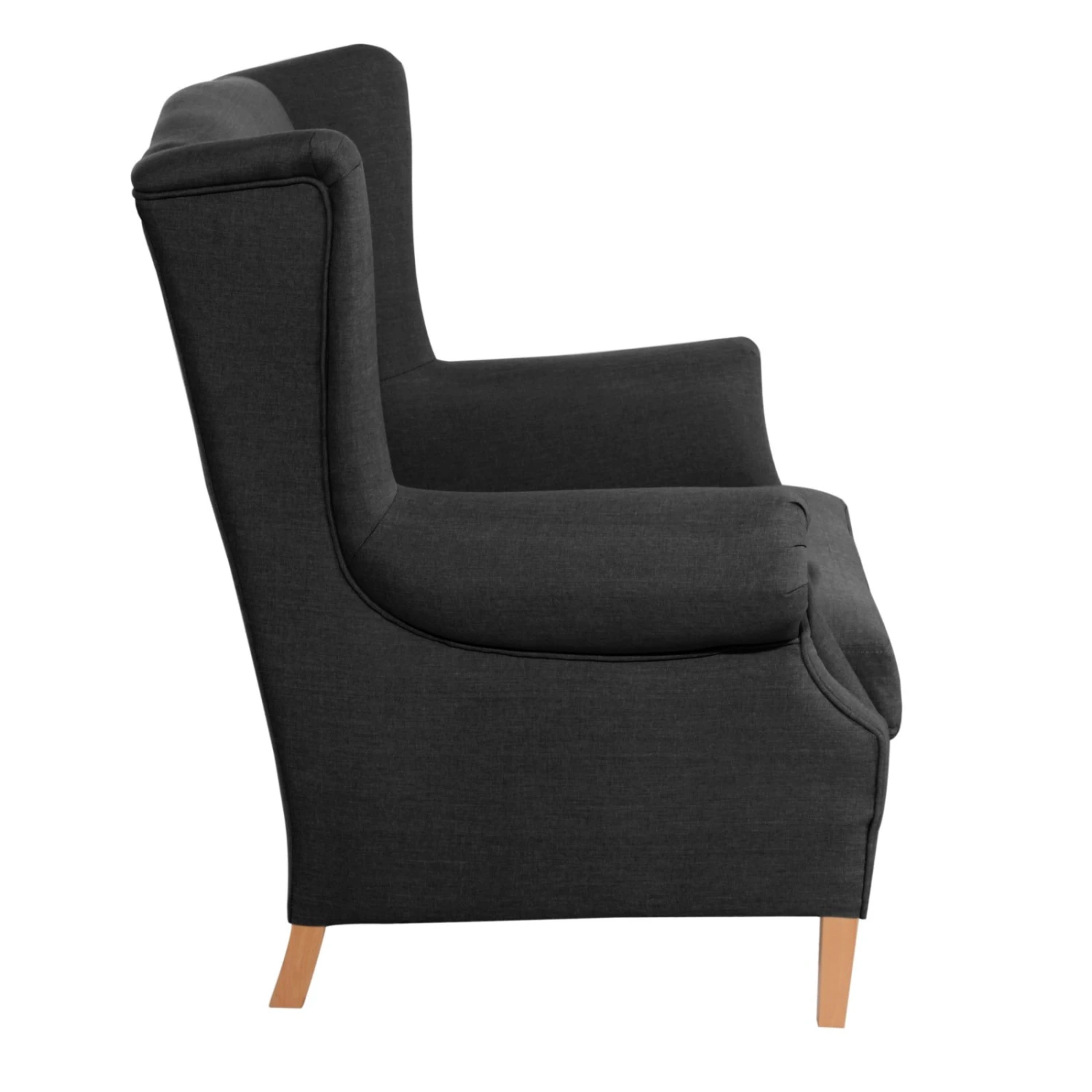 Max Winzer Ohrenbackensessel - schwarz - Flachgewebe - Massivholz 2 Max Winzer Ohrenbackensessel - schwarz - Flachgewebe - Massivholz – Bild 2