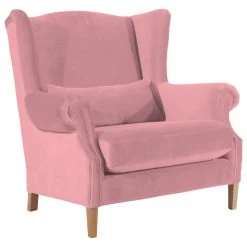 Max Winzer Ohrenbackensessel - rose - Samtvelours - Massivholz