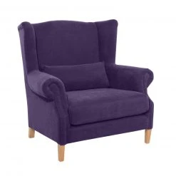 Max Winzer Ohrenbackensessel - violett - Veloursstoff - Massivholz