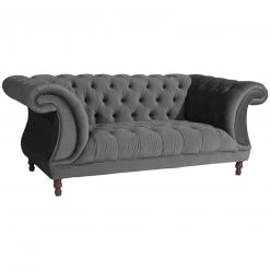 Max Winzer 2-Sitzer Sofa - anthrazit - Buche massiv - Samtvelours