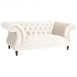 Max Winzer 2-Sitzer Sofa - creme - Buche massiv - Samtvelours