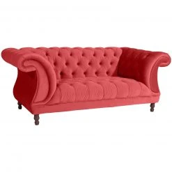 Max Winzer 2-Sitzer Sofa - rot - Buche massiv - Samtvelours