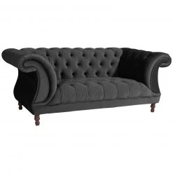 Max Winzer 2-Sitzer Sofa - schwarz - Buche massiv - Samtvelours