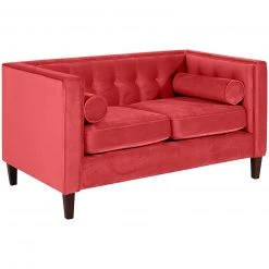 Max Winzer 2-Sitzer Sofa - rot - Samtvelours - mit Kissen