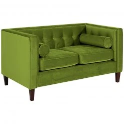 Max Winzer 2-Sitzer Sofa - oliv - Samtvelours - mit Kissen