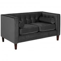 Max Winzer 2-Sitzer Sofa - schwarz - Samtvelours - mit Kissen