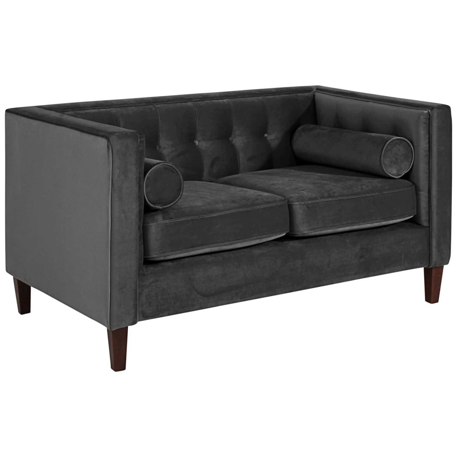 Max Winzer 2-Sitzer Sofa - schwarz - Samtvelours - mit Kissen 1 Max Winzer 2-Sitzer Sofa - schwarz - Samtvelours - mit Kissen