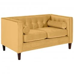 Max Winzer 2-Sitzer Sofa - gelb - Samtvelours - mit Kissen