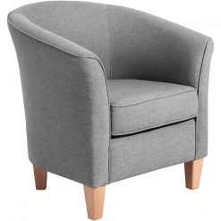 Max Winzer Cocktailsessel - grau - Flachgewebe - Massivholz