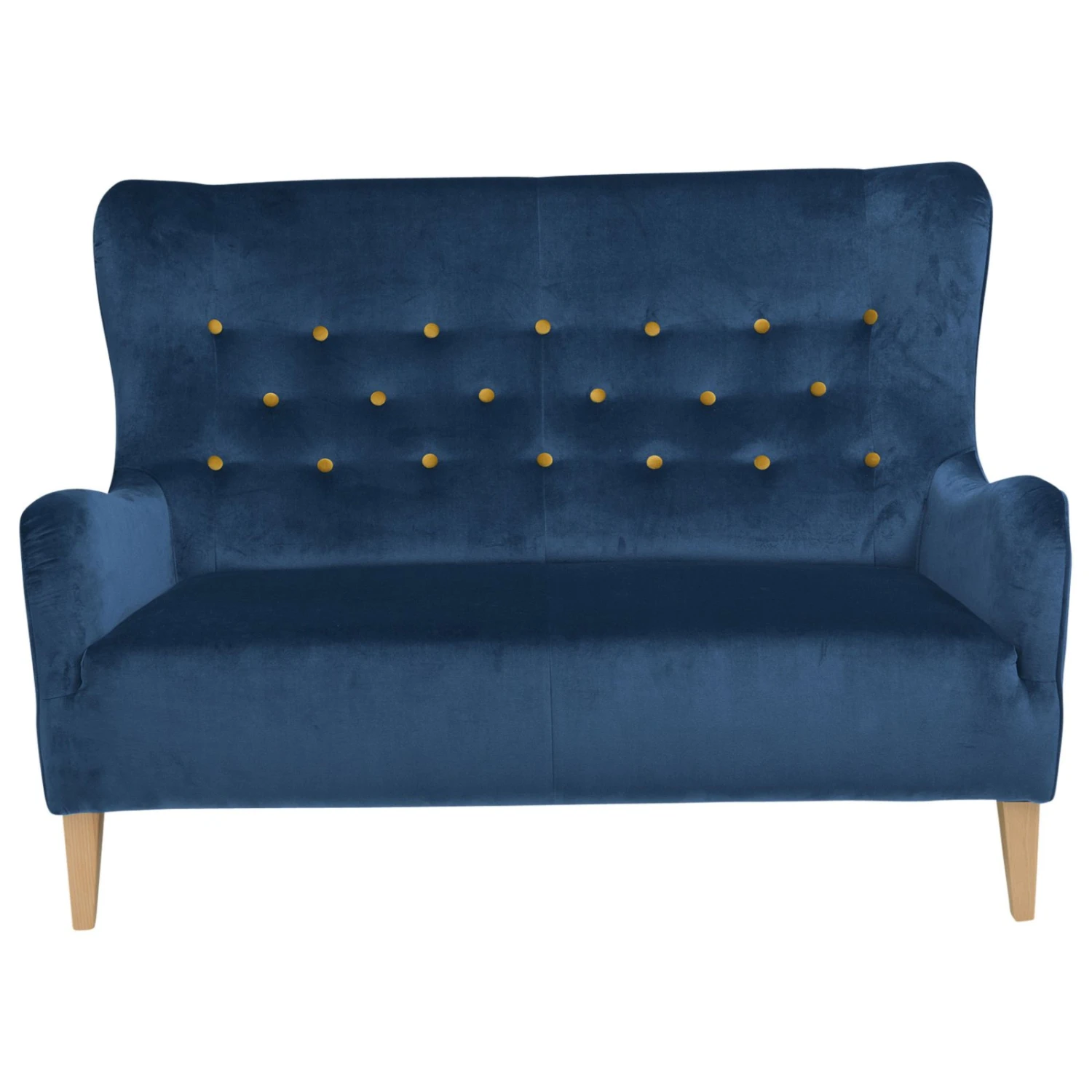 Max Winzer 2-Sitzer Sofa - blau - gelbe Knöpfe - Samtvelours 4 Max Winzer 2-Sitzer Sofa - blau - gelbe Knöpfe - Samtvelours – Bild 4