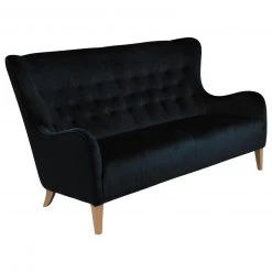 Max Winzer 3-Sitzer Sofa - schwarz - mit Zierknöpfen - Samtvelours