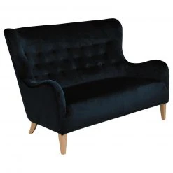 Max Winzer 2-Sitzer Sofa - schwarz - mit Zierknöpfen - Samtvelours
