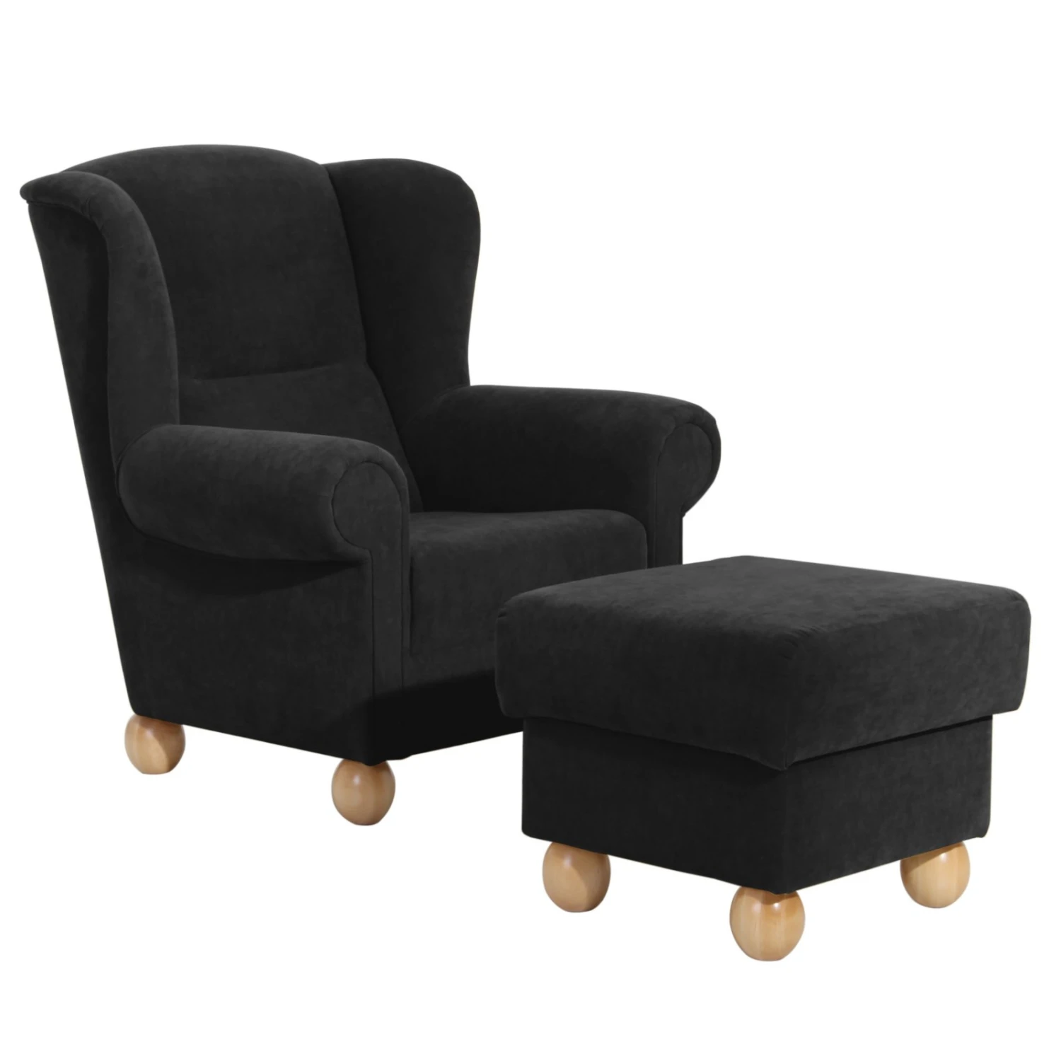 Max Winzer Ohrensessel - schwarz - Veloursstoff 4 Max Winzer Ohrensessel - schwarz - Veloursstoff – Bild 4