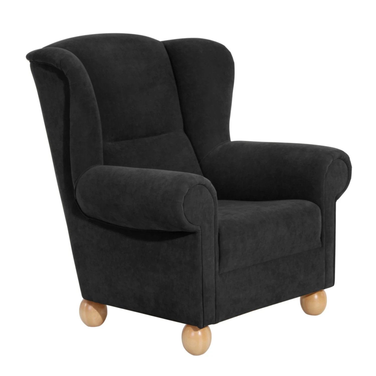 Max Winzer Ohrensessel - schwarz - Veloursstoff 1 Max Winzer Ohrensessel - schwarz - Veloursstoff