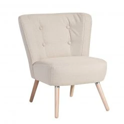 Max Winzer Cocktailsessel - creme - Flachgewebe - Massivholz
