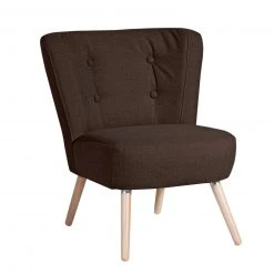 Max Winzer Cocktailsessel - schoko - Flachgewebe - Massivholz