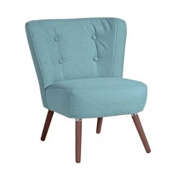 Max Winzer Cocktailsessel - aqua - Flachgewebe - Füße Nussbaum dunkel