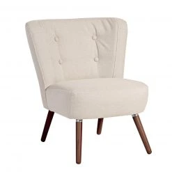 Max Winzer Cocktailsessel - creme - Flachgewebe - Füße Nussbaum dunkel