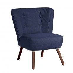 Max Winzer Cocktailsessel - dunkelblau - Flachgewebe - Füße Nussbaum dunkel