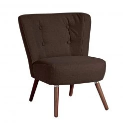 Max Winzer Cocktailsessel - schoko - Flachgewebe - Füße Nussbaum dunkel