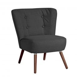 Max Winzer Cocktailsessel - schwarz - Flachgewebe - Füße Nussbaum dunkel