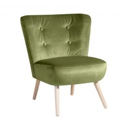 Max Winzer Cocktailsessel - oliv - Samtvelours - Massivholz