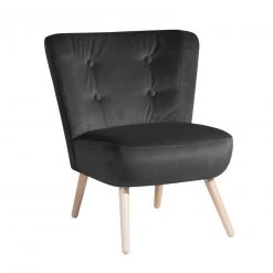 Max Winzer Cocktailsessel - anthrazit - Samtvelours - Massivholz