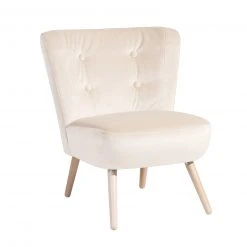 Max Winzer Cocktailsessel - creme - Samtvelours - Massivholz