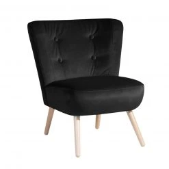 Max Winzer Cocktailsessel - schwarz - Samtvelours - Massivholz