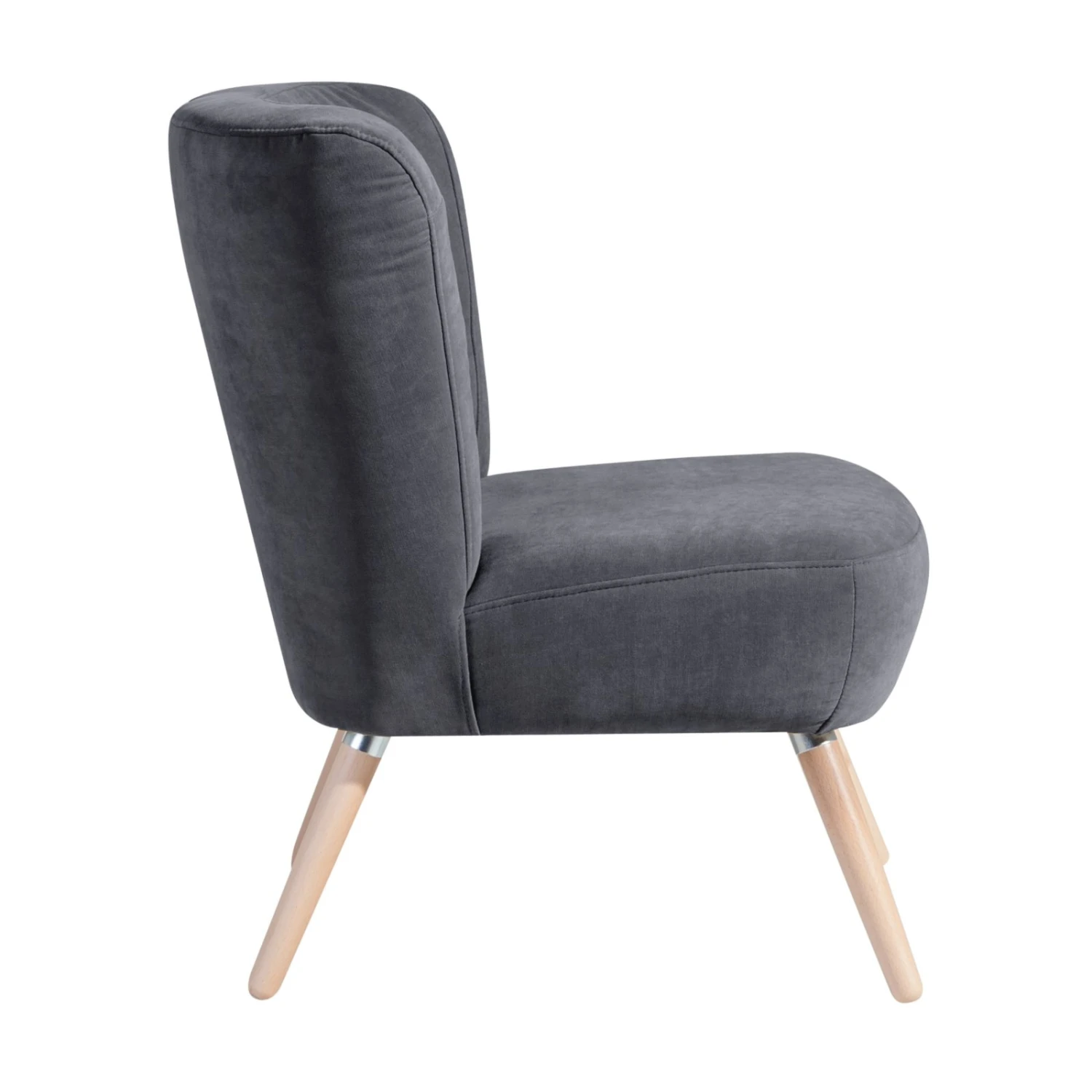 Max Winzer Cocktailsessel - anthrazit - Veloursstoff - Massivholz 2 Max Winzer Cocktailsessel - anthrazit - Veloursstoff - Massivholz – Bild 2