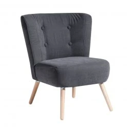 Max Winzer Cocktailsessel - anthrazit - Veloursstoff - Massivholz