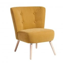 Max Winzer Cocktailsessel - mais - Veloursstoff - Massivholz