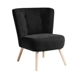 Max Winzer Cocktailsessel - schwarz - Veloursstoff - Massivholz