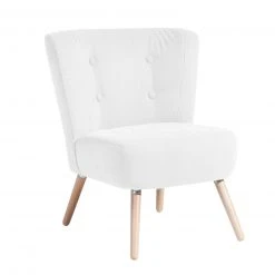 Max Winzer Cocktailsessel - creme - Veloursstoff - Massivholz