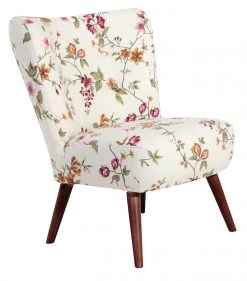 Max Winzer Cocktailsessel - weiß-floral - Flachgewebe - Massivholz