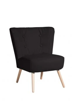 Max Winzer Cocktailsessel - schwarz - Kunstleder - Massivholz