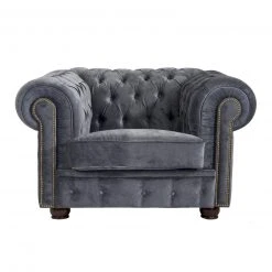 Max Winzer Sessel - grau - Samtvelours - Buche massiv